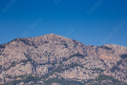 Kemer, Turkey / 08-28-2019. View of the mountains of Kemer.