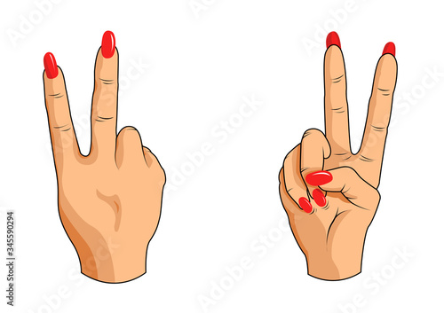 Peace gesture / V sign (woman's hand) - isolated vector