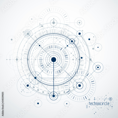 Futuristic abstract vector technology background. Mechanical engineering wallpaper.
