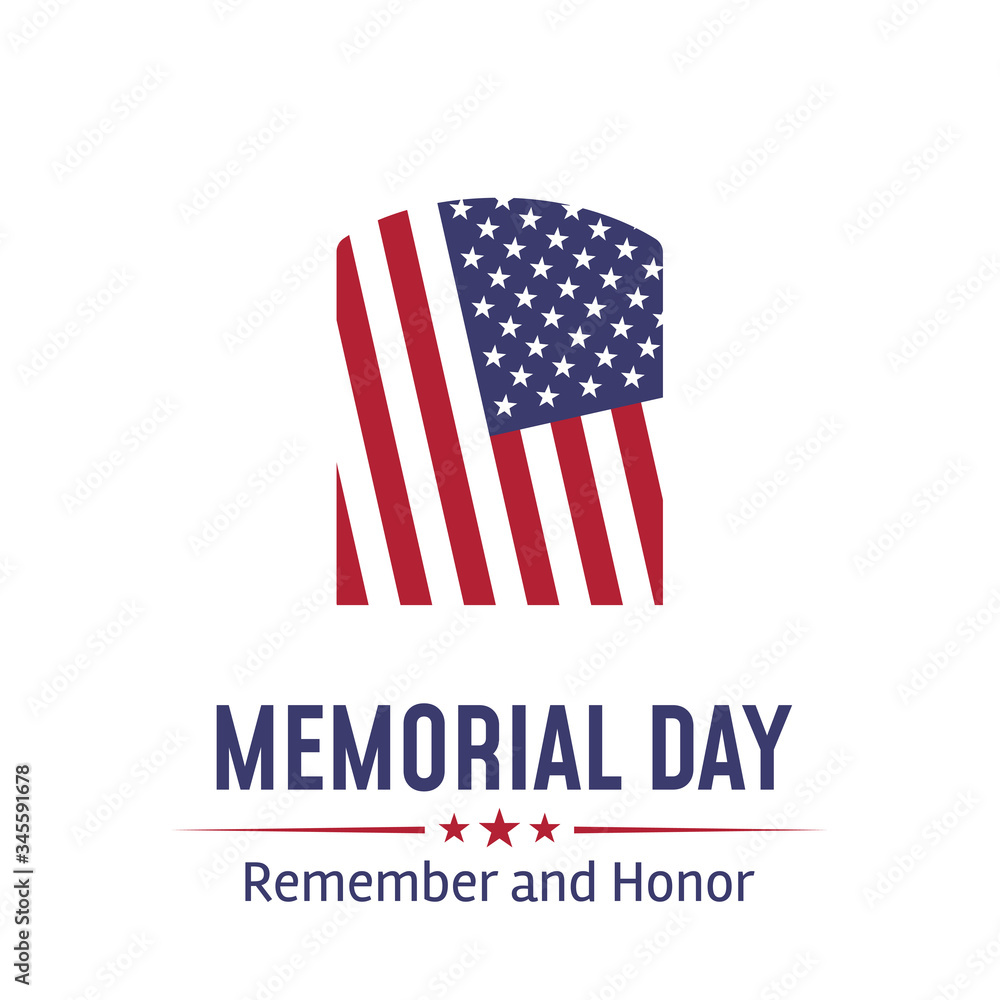 Memorial Day in USA with lettering remember and honor. Holiday of memory and honor of soldiers, military personnel who died while serving in the United States Armed forces. Vector banner Memorial Day in USA with lettering remember and honor. Holiday of memory and honor of soldiers, military personnel who died while serving in the United States Armed forces. Vector banner
