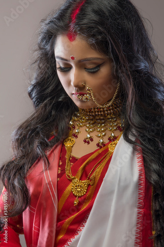 Potrait Of A Bengali Married Woman As Goddess Durga
