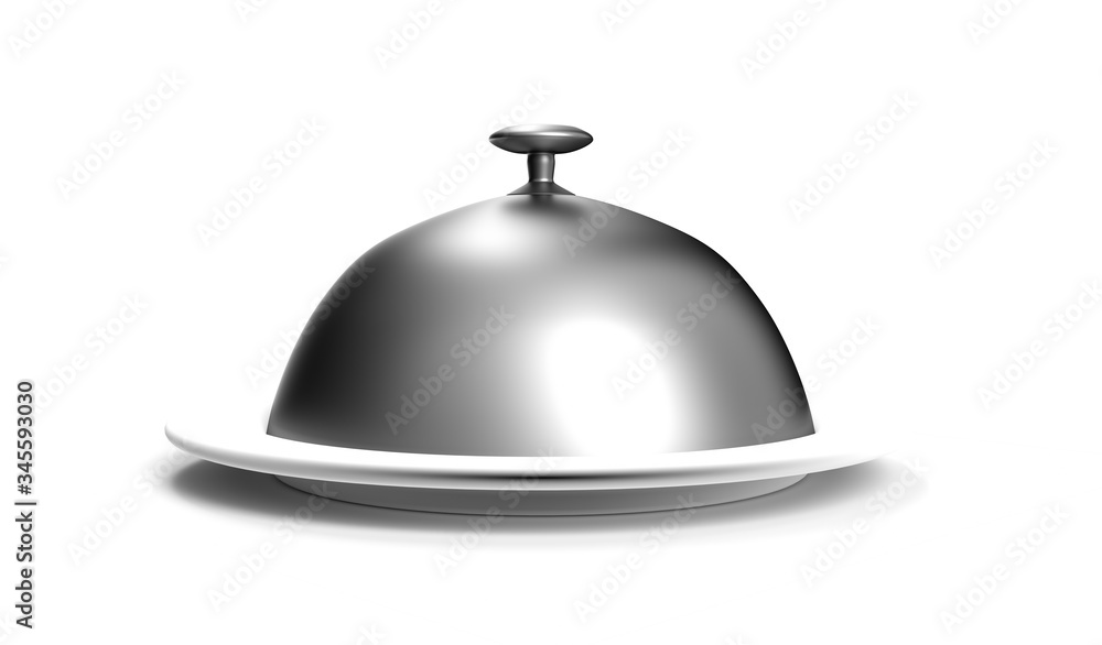 Cloche on plate isolated on white 3d render Cloche on plate isolated on white 3d render