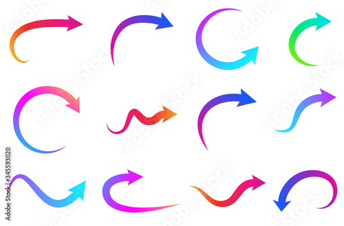 Set of isolated bright multicolored arrows.