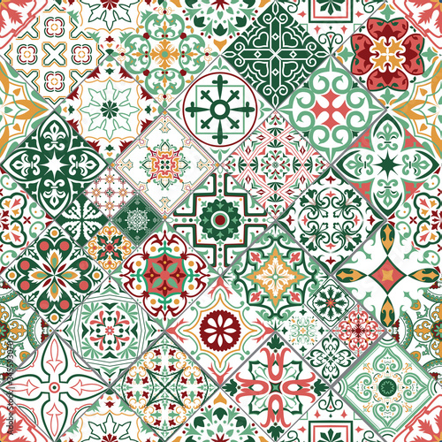 Seamless tiles background in portuguese style. Mosaic pattern for ceramic in dutch, portuguese, spanish, italian style.