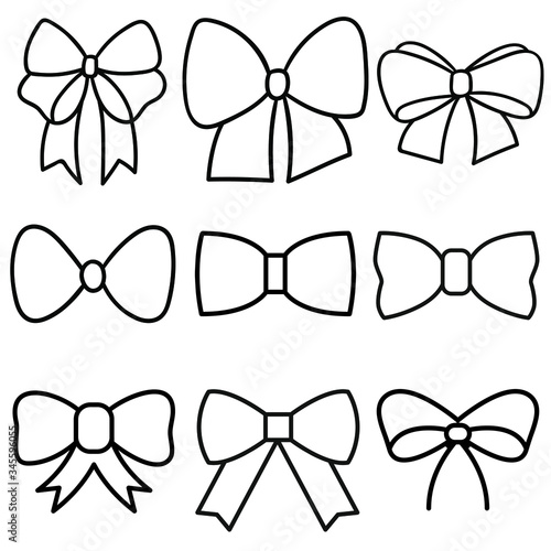 Decorative bows vector icon set. bow illustration sign collection. ribbon symbol. accessory logo.