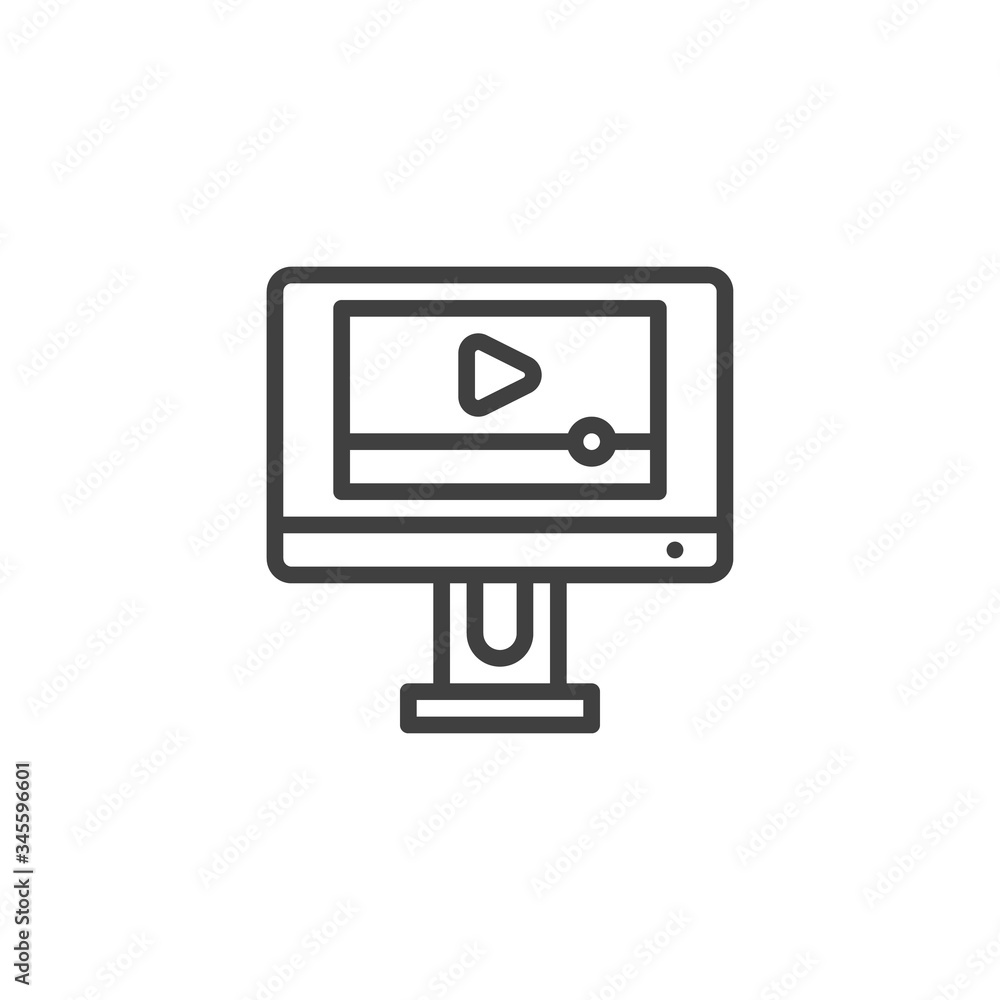 Video player interface line icon. linear style sign for mobile concept and web design. Computer media player outline vector icon. Symbol, logo illustration. Vector graphics Video player interface line icon. linear style sign for mobile concept and web design. Computer media player outline vector icon. Symbol, logo illustration. Vector graphics