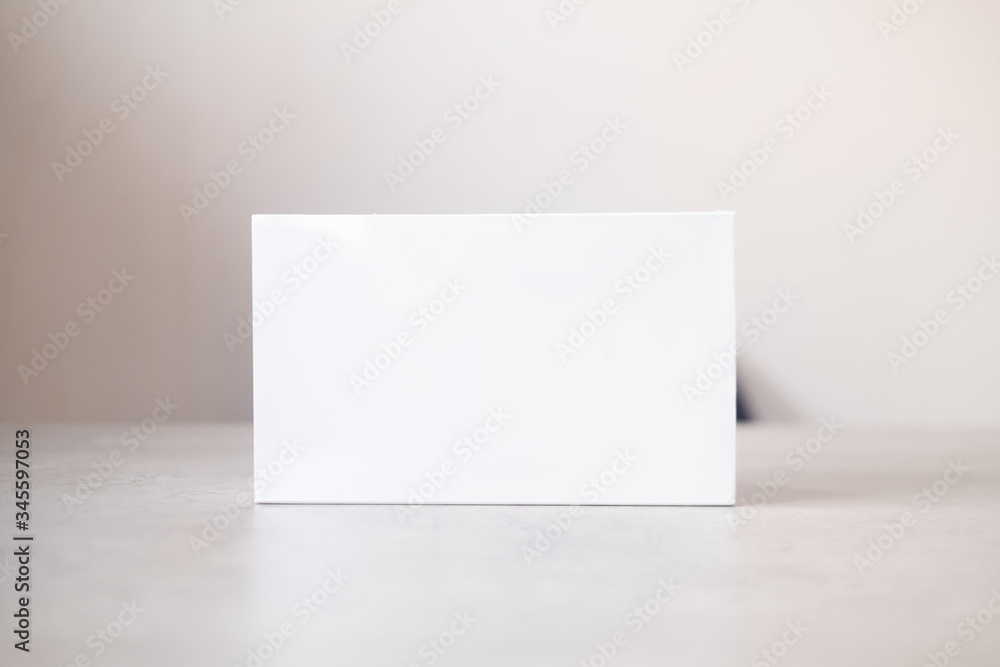 Close up of blank box on table Close up of blank box on table