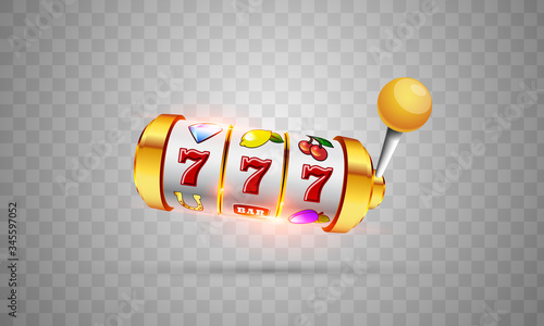 Lucky seven on slot machine. Vector.