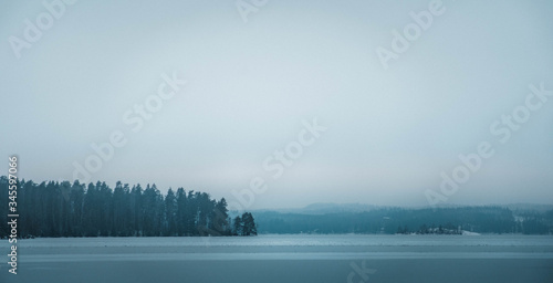 Fototapeta Naklejka Na Ścianę i Meble -  Rain and fog blue landscape 