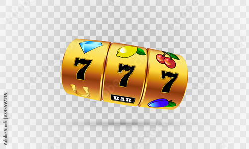 Lucky seven on slot machine. Vector.