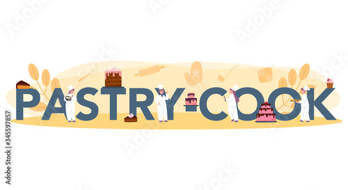 Pastry cook typographic header concept. Professional confectioner