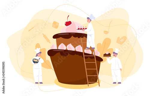 Confectioner. Professional confectioner chef. Sweet baker cooking