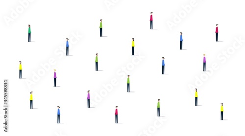 Social distancing prevention corona virus covid-19. social distancing concept for preventing coronavirus covid-19 with people keeping a distance boundary in modern isometric style