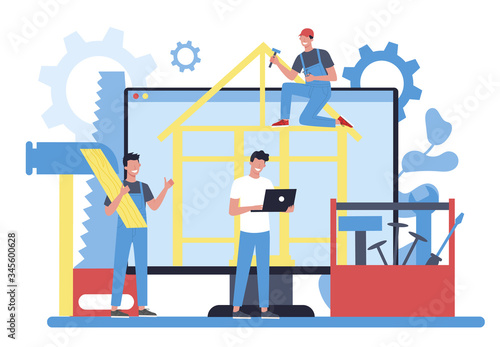 Woodworker or carpenter online service or platform. Joinery and