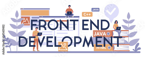 Frontend development typographic header concept. Website interface