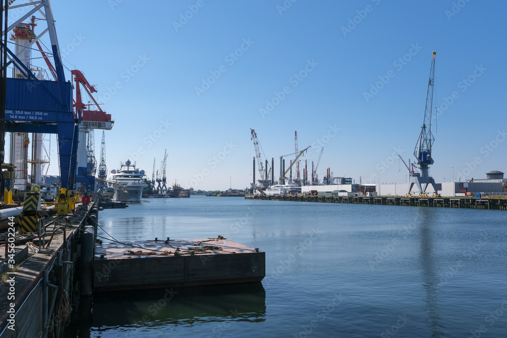 Industrial area in the Port of Rotterdam in The Netherlands. port of rotterdam zuid holland/netherlands products terminal europoort/calandkanaal