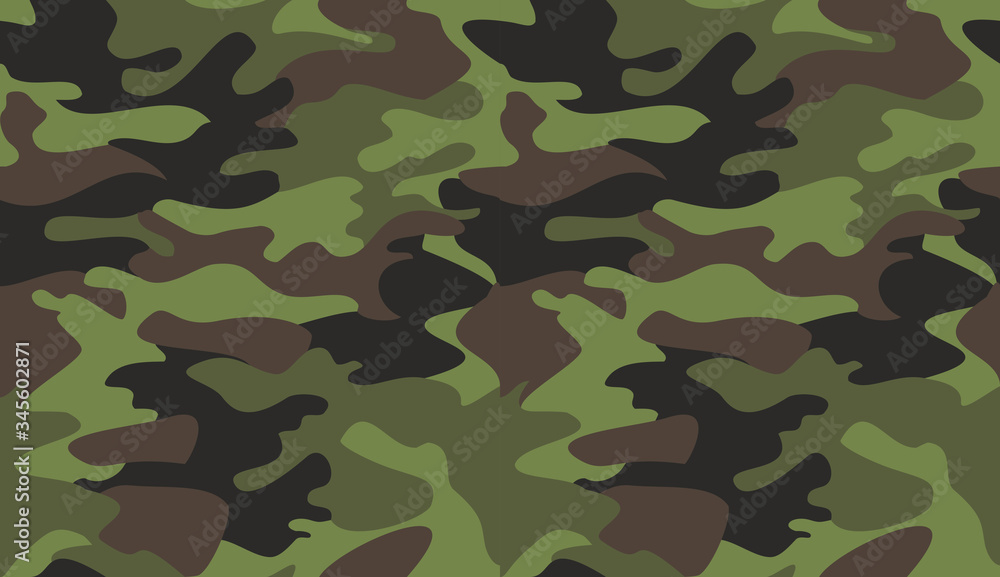 Camouflage pattern background vector. Classic clothing style masking camo repeat print. Virtual background for online conferences, online transmissions. Green brown black olive colors forest texture Camouflage pattern background vector. Classic clothing style masking camo repeat print. Virtual background for online conferences, online transmissions. Green brown black olive colors forest texture