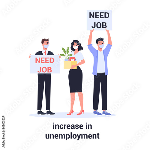 Increasing amount of unemployed people. Man and woman with