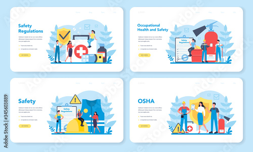 OSHA concept web banner or landing page set. Occupational safety