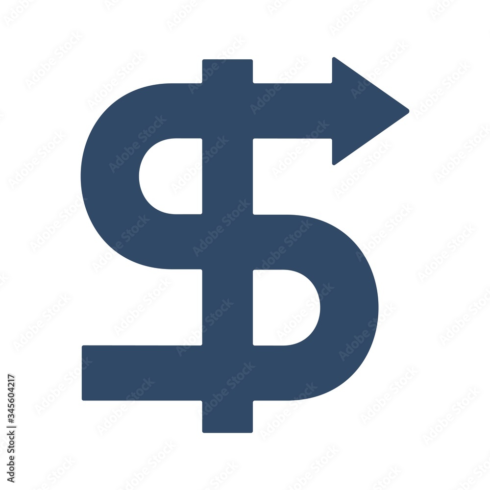 Dollar icon in flat style. Money sign with arrow. Dollar icon in flat style. Money sign with arrow.
