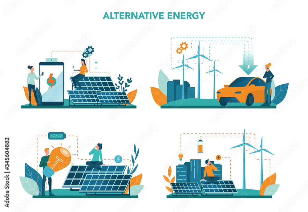 Alternative energy concept set. Idea of ecology frinedly power