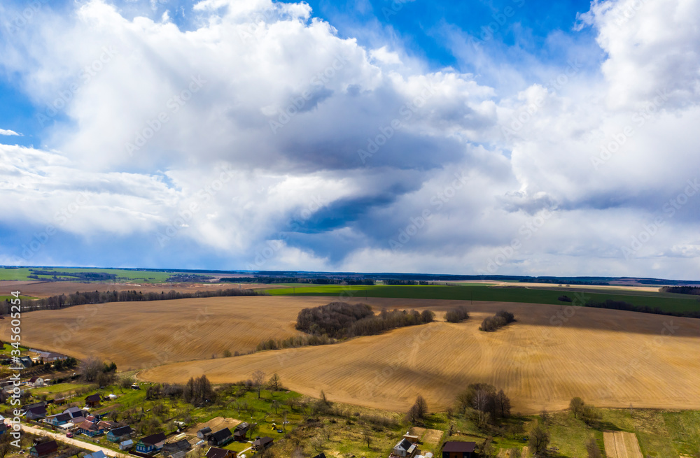 Rural landscape, aerial view, nature background.