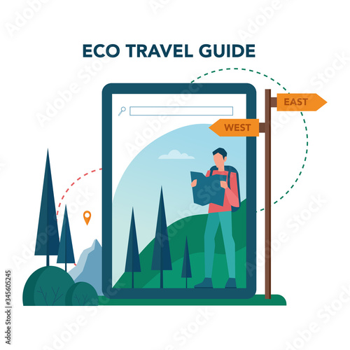 Eco tourism and eco traveling online service or platform. Eco friendly