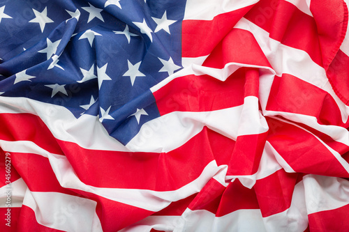 USA flag background. American national flag as symbol of democracy, patriot, US Memorial Day or 4th of July. Closeup texture Flag of the United States of America or U.S. flag