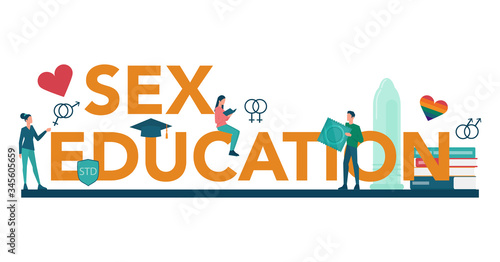 Sexual education typographic header concept. Sexual health lesson