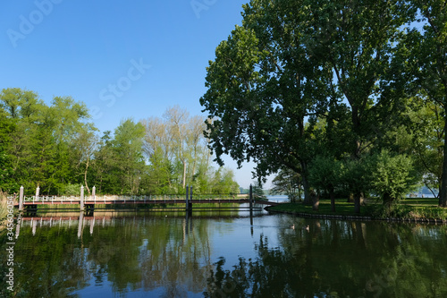 View on the skyline of Rotterdam as seen from the Kralingse Bos