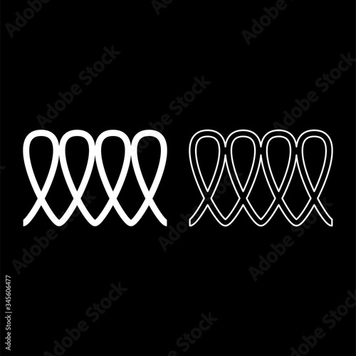 Induction cooking spiral electrical heat symbol type cooking surfaces sign utensil destination panel icon outline set white color vector illustration flat style image
