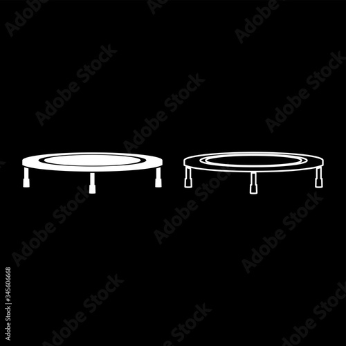 Trampoline jumping for bounce icon outline set white color vector illustration flat style image
