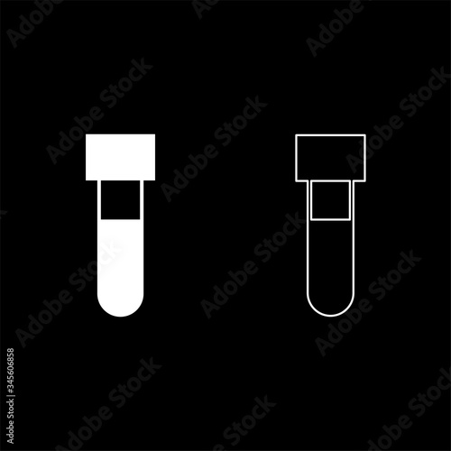 Test tube with blood Medical vial icon outline set white color vector illustration flat style image