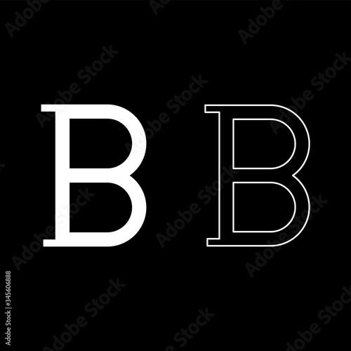 Beta greek symbol capital letter uppercase font icon outline set white color vector illustration flat style image
