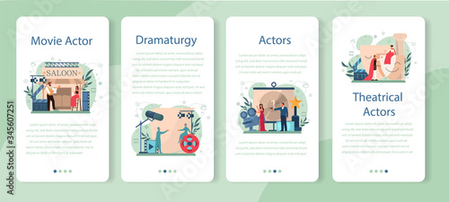 Actor and actress mobile application banner set. Idea of creative