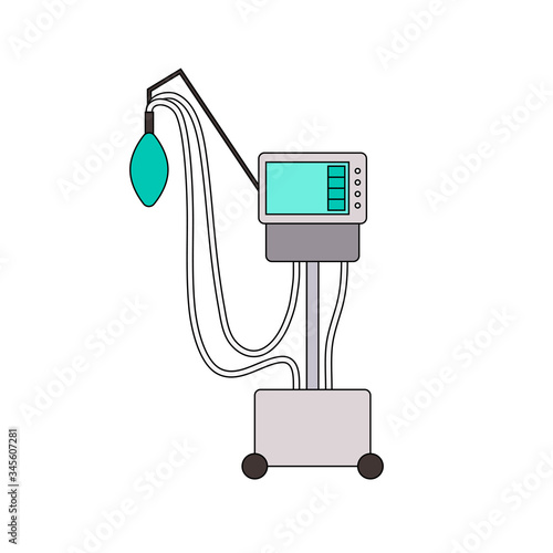 Medical ventilator line icon. Color mechanical ventilation lungs Machine isolated on white background. Apparatus to patients having trouble breathing, coronavirus covid-19, pneumonia. Vector sign