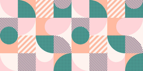 Fotobehang Lichtroze patronen Scandinavisch geometrisch patroon kleurrijk  © Oleksandra