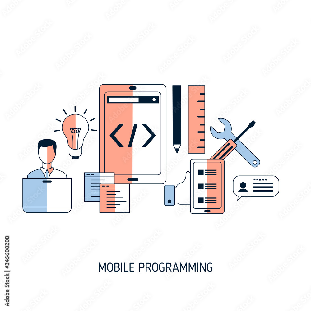Obraz premium Mobile programming concept