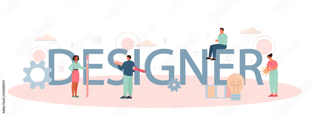 Designer or digital illustrator typographic header concept. Designer or digital illustrator typographic header concept.