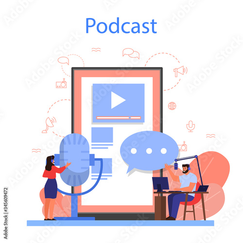 Podcast concept. Idea of audio broadcast in the internet or radio.