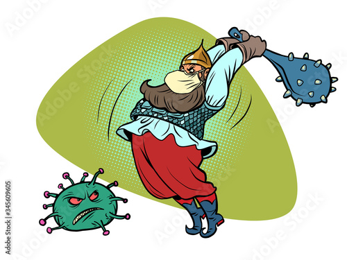 Russia victory in the epidemic of coronavirus covid 19. Bogatyr kills the virus