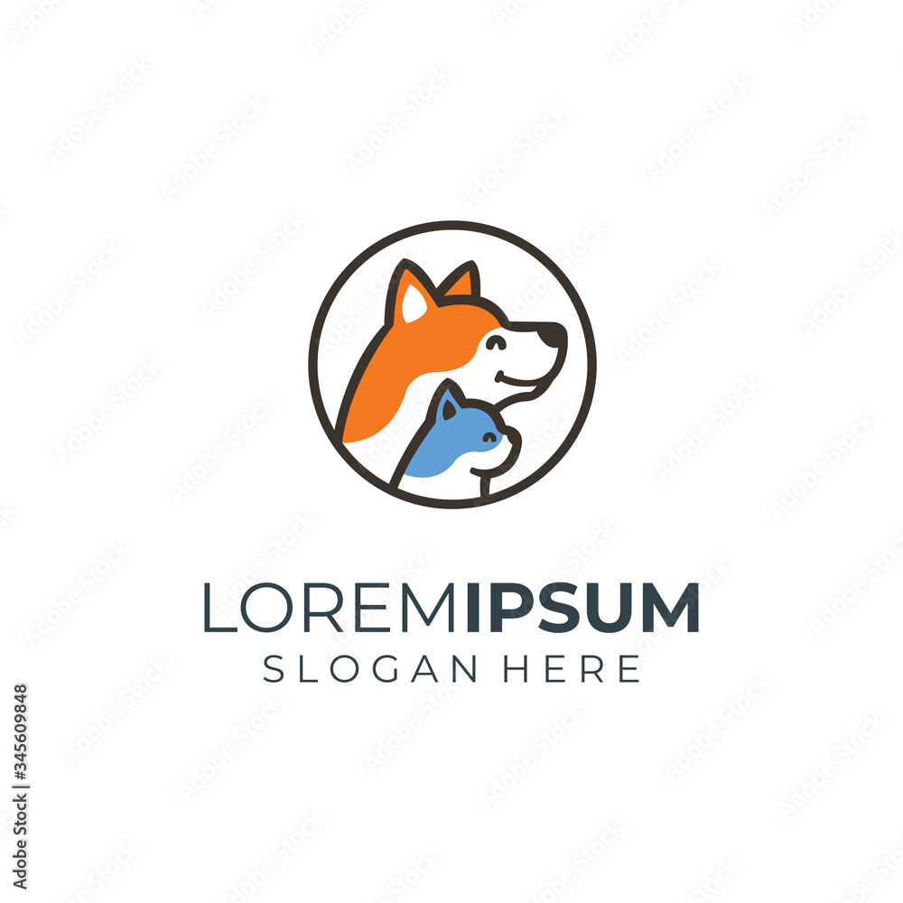 Cute dog and cat design logos Cute dog and cat design logos