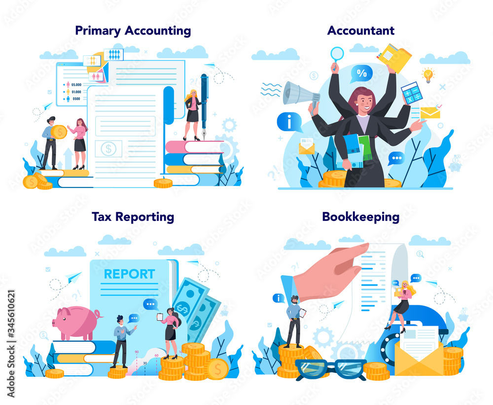 © inspiring.team - Accountant office manager set. Professional bookkeeper. Concept of © inspiring.team - Accountant office manager set. Professional bookkeeper. Concept of