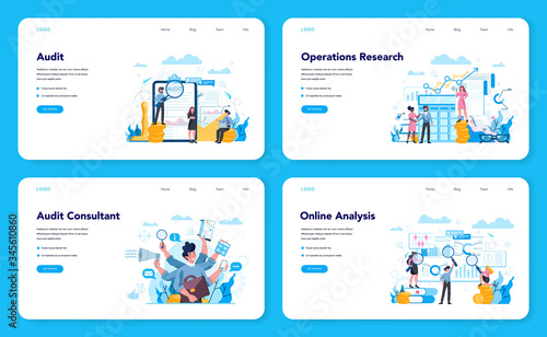 Audit web banner or landing page set. Business operation research