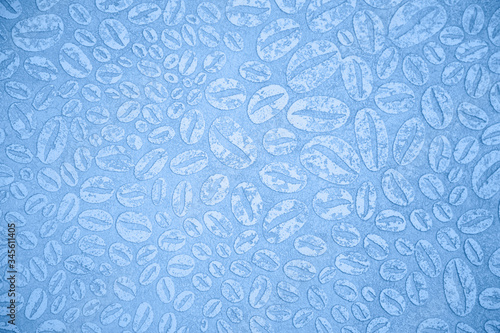 Blue shabby background with coffee beans pattern