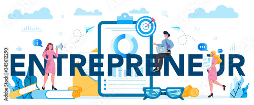 Enterpreneur typographic header concept. Idea of lucrative business,