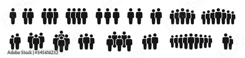 Set of People. Collection web icons people. Silhouettes business people, teamwork, team, group, black color. Vector illustration.