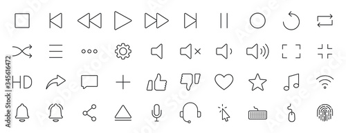 Set of 40 Interface web icons in line style. Contact us, phone, settings, communication, smartphone, technology. Vector illustration.