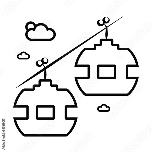 Ski cable lift icon vector