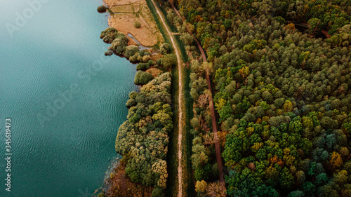 sea with wood from above
